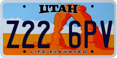 UT license plate Z226PV
