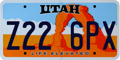 UT license plate Z226PX