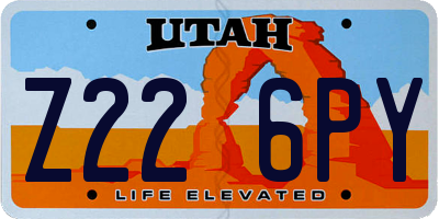UT license plate Z226PY
