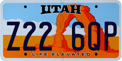 UT license plate Z226QP