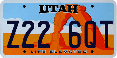 UT license plate Z226QT
