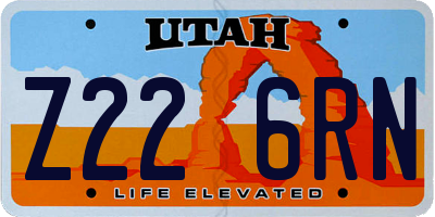 UT license plate Z226RN