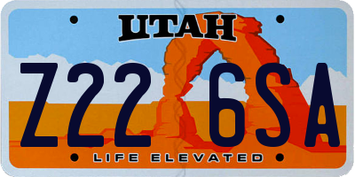UT license plate Z226SA