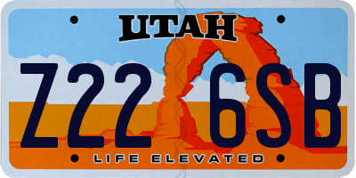 UT license plate Z226SB