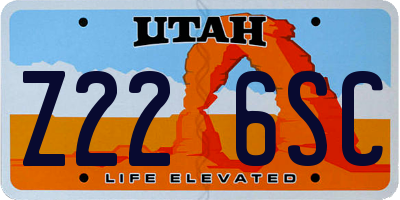 UT license plate Z226SC