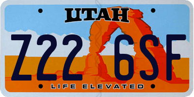 UT license plate Z226SF