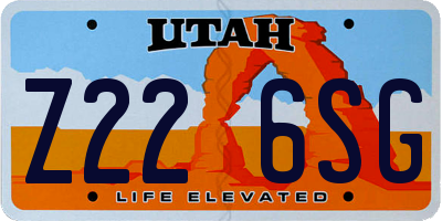 UT license plate Z226SG