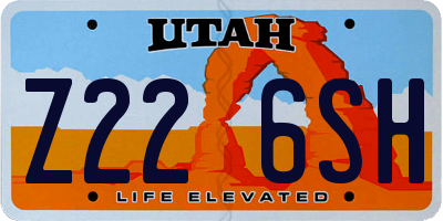 UT license plate Z226SH