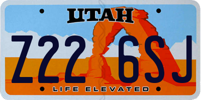 UT license plate Z226SJ