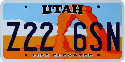 UT license plate Z226SN