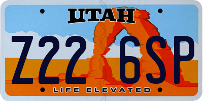 UT license plate Z226SP