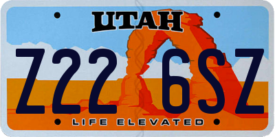 UT license plate Z226SZ