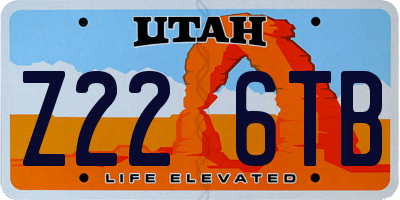 UT license plate Z226TB