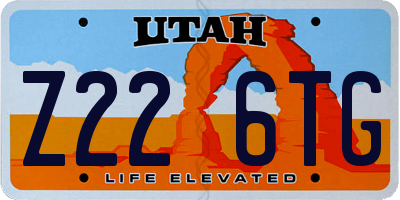 UT license plate Z226TG