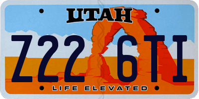 UT license plate Z226TI