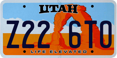 UT license plate Z226TO