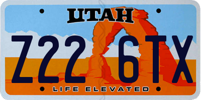 UT license plate Z226TX