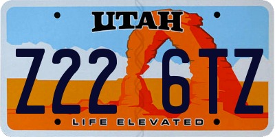 UT license plate Z226TZ