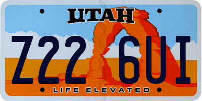 UT license plate Z226UI
