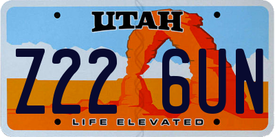 UT license plate Z226UN
