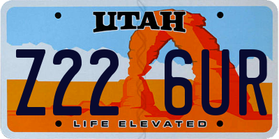 UT license plate Z226UR