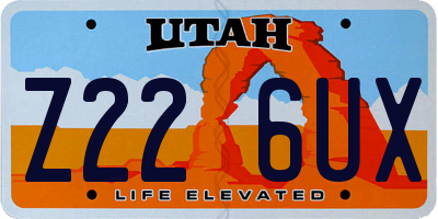 UT license plate Z226UX