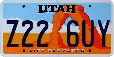 UT license plate Z226UY