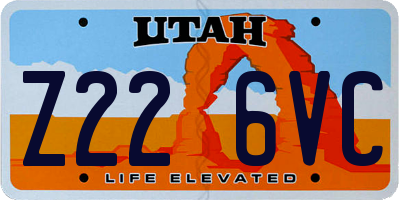 UT license plate Z226VC