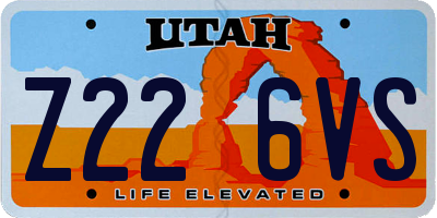UT license plate Z226VS