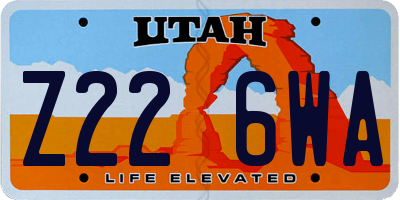 UT license plate Z226WA