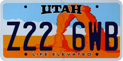 UT license plate Z226WB