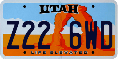 UT license plate Z226WD
