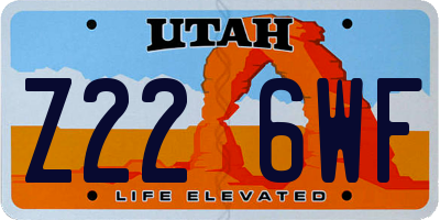 UT license plate Z226WF