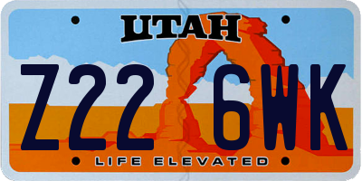 UT license plate Z226WK