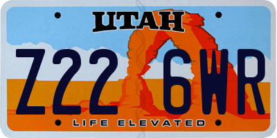 UT license plate Z226WR