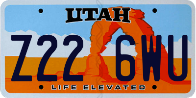 UT license plate Z226WU