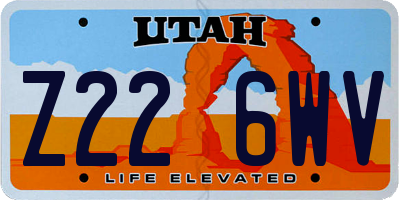 UT license plate Z226WV