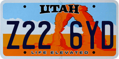 UT license plate Z226YD
