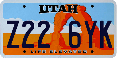 UT license plate Z226YK