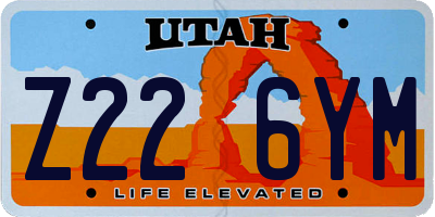 UT license plate Z226YM