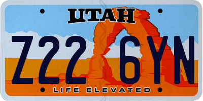 UT license plate Z226YN