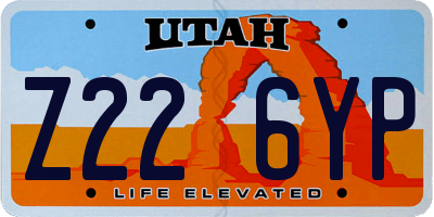 UT license plate Z226YP