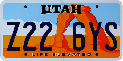UT license plate Z226YS