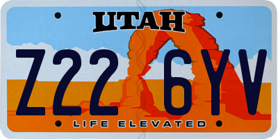 UT license plate Z226YV