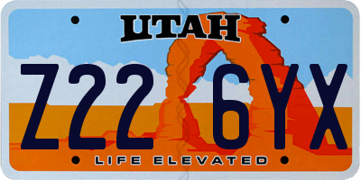 UT license plate Z226YX
