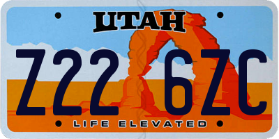 UT license plate Z226ZC