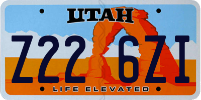 UT license plate Z226ZI