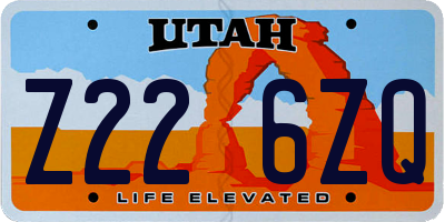 UT license plate Z226ZQ