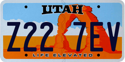 UT license plate Z227EV
