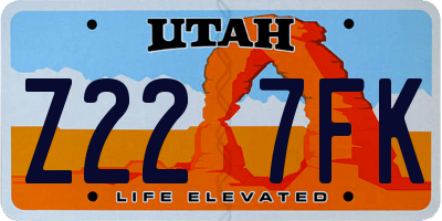 UT license plate Z227FK